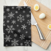 Modern Snowflake 2 - Black & Silver Grey- Theedoek (Quarter Fold)