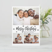 Modern Snowflake 3 Photo Collage Christmas Holiday Feestdagenkaart (Staand voorkant)