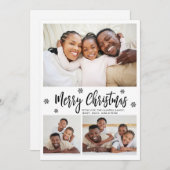 Modern Snowflake 3 Photo Collage Christmas Holiday Feestdagenkaart (Voorkant / Achterkant)