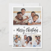 Modern Snowflake 4 Photo Collage Christmas Feestdagenkaart (Voorkant)