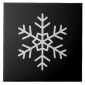 Modern Snowflake Accent Solid Black Tile Art Tegeltje (Voorkant)