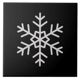 Modern Snowflake Accent Solid Black Tile Art Tegeltje
