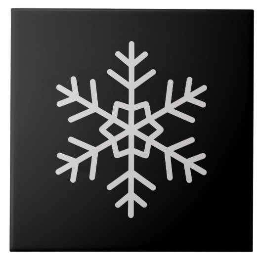 Modern Snowflake Accent Solid Black Tile Art Tegeltje (Voorkant)