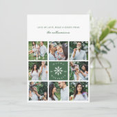 Modern Snowflake acht Foto Collage Raster Foto Feestdagenkaart (Staand voorkant)