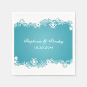 Modern Snowflake aqua white winter bruiloft Servet (Voorkant)