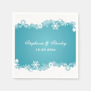 Modern Snowflake aqua white winter bruiloft Servet
