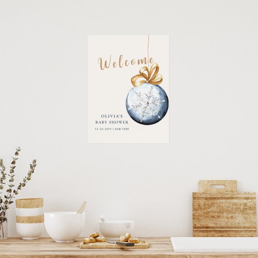 Modern Snowflake Baby shower Welkom Poster (Keuken)