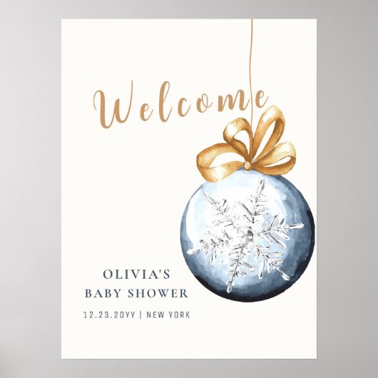 Modern Snowflake Baby shower Welkom Poster (Voorkant)