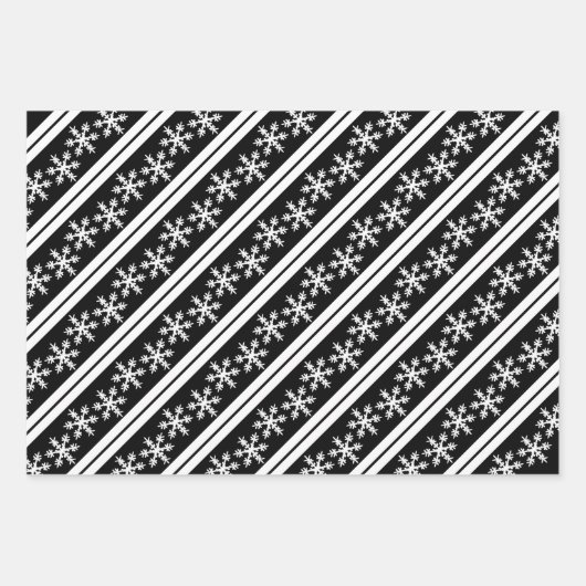 Modern Snowflake Black en White voegen Monogram to Inpakpapier Vel (Voorkant 3)
