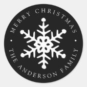Modern Snowflake Black Holiday Sticker (Voorkant)