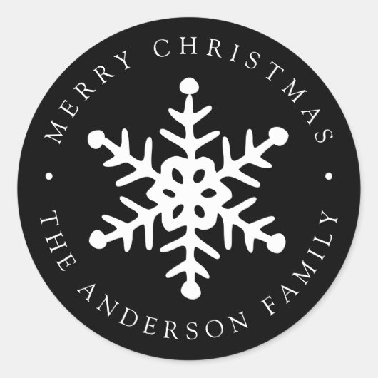 Modern Snowflake Black Holiday Sticker (Voorkant)