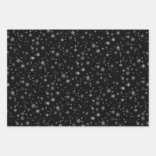 Modern Snowflake Black Pink Pattern kerst Inpakpapier Vel (Voorkant)