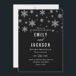 Modern Snowflake Black & White Wedding Invitation Kaart<br><div class="desc">Meer design van het winterthema in de Little Bayleigh Store!</div>