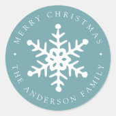 Modern Snowflake Blue Frost Holiday Sticker (Voorkant)