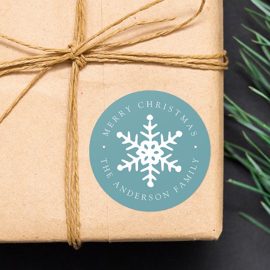 Modern Snowflake Blue Frost Holiday Sticker