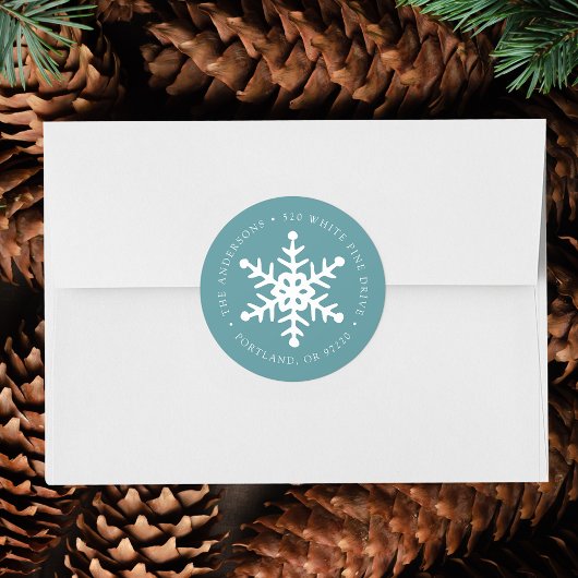 Modern Snowflake Blue Frost Return Address Label