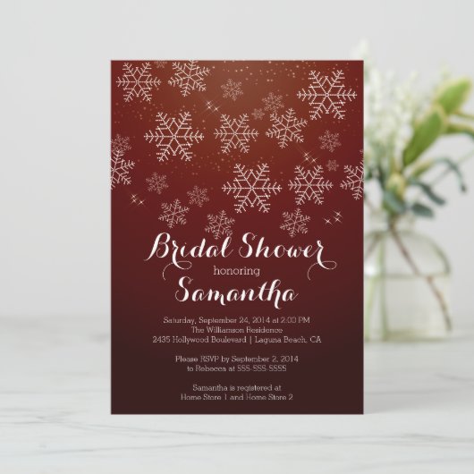Modern Snowflake Bridal Shower Kaart (Staand voorkant)