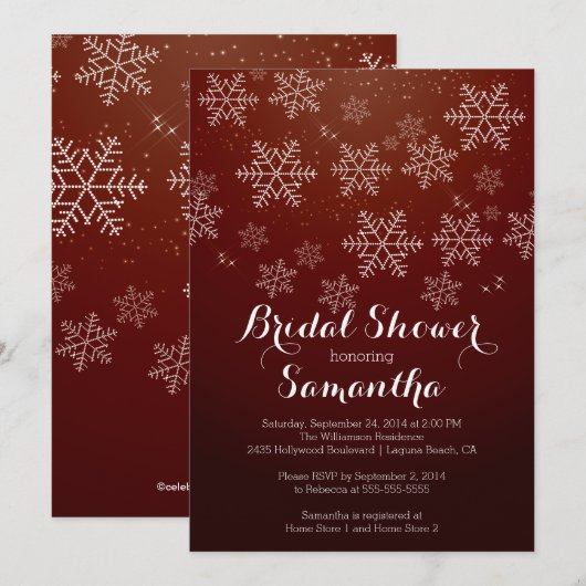 Modern Snowflake Bridal Shower Kaart (Voorkant / Achterkant)