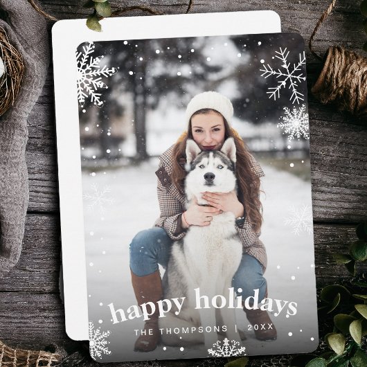 Modern Snowflake Familie Kerst 2024 Afbeelding Feestdagenkaart