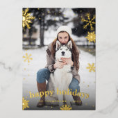 Modern Snowflake Familie Kerst 2024 Afbeelding Folie Feestdagenkaart (Voorkant)