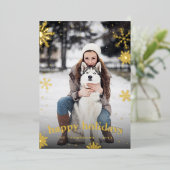 Modern Snowflake Familie Kerst 2024 Afbeelding Folie Feestdagenkaart (Staand Voorkant)