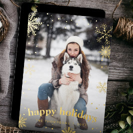 Modern Snowflake Familie Kerst 2024 Afbeelding Folie Feestdagenkaart