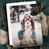 Modern Snowflake Familie Kerst 2024 Afbeelding Folie Feestdagenkaart