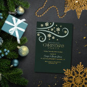 Modern Snowflake Foil Green Christmas Invitation Folie Uitnodiging