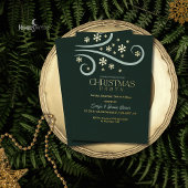 Modern Snowflake Foil Green Christmas Invitation Folie Uitnodiging