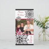Modern Snowflake-fotokaart Feestdagenkaart (Staand voorkant)