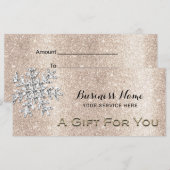 Modern Snowflake Gold Glitter Gift Certificate (Voorkant / Achterkant)