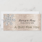 Modern Snowflake Gold Glitter Gift Certificate (Voorkant)