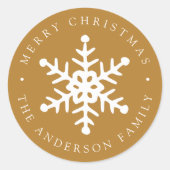 Modern Snowflake Gold Holiday Sticker (Voorkant)