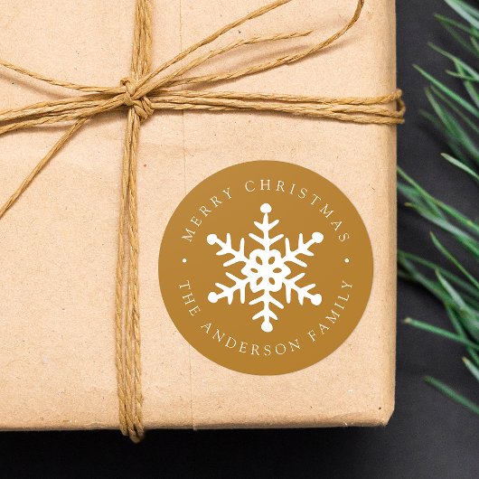 Modern Snowflake Gold Holiday Sticker