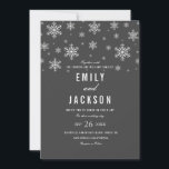 Modern Snowflake Gray Wedding Invitation Kaart<br><div class="desc">Meer design van het winterthema in de Little Bayleigh Store!</div>