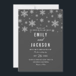 Modern Snowflake Gray Wedding Invitation Kaart<br><div class="desc">Meer design van het winterthema in de Little Bayleigh Store!</div>