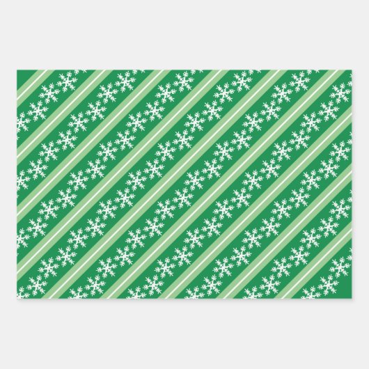 Modern Snowflake Green en White voegen Monogram to Inpakpapier Vel (Voorkant 3)
