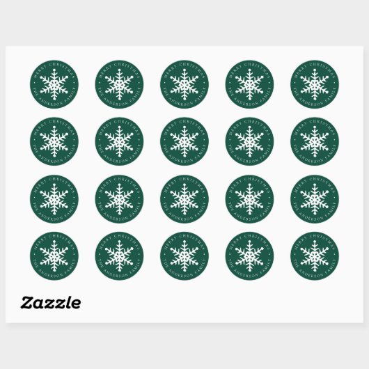 Modern Snowflake Green Holiday Sticker (Vel)