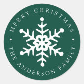 Modern Snowflake Green Holiday Sticker (Voorkant)