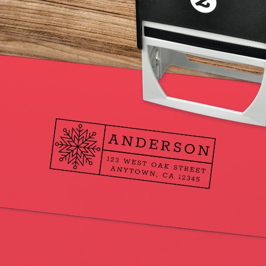 Modern Snowflake Holiday Return Address Zelfinktende Stempel