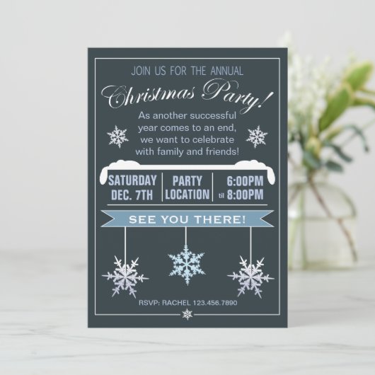 Modern Snowflake - jaarlijkse uitnodiging voor ker (Staand voorkant)