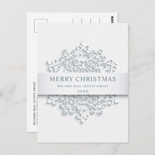 Modern Snowflake kerst Corporate Greeting Briefkaart (Voorkant / Achterkant)