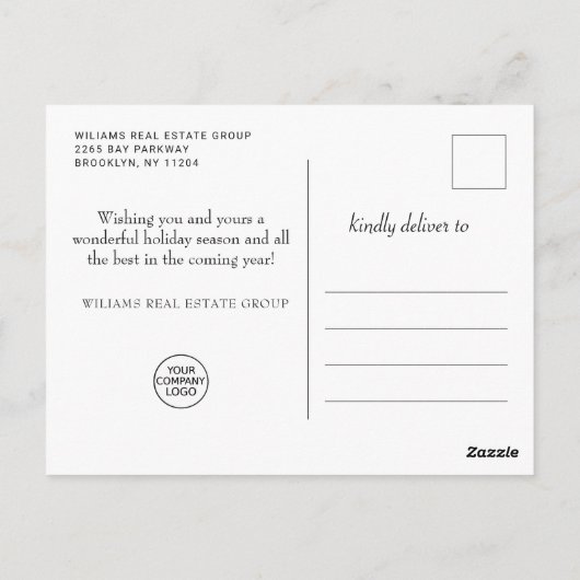 Modern Snowflake kerst Corporate Greeting Briefkaart (Achterkant)