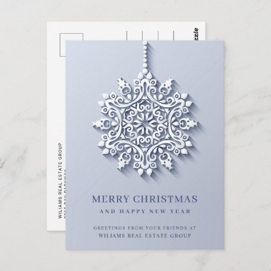 Modern Snowflake kerst Corporate Greeting Briefkaart (Voorkant / Achterkant)