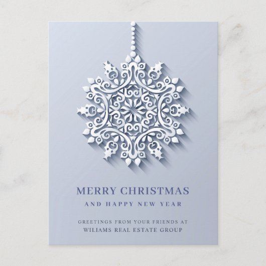 Modern Snowflake kerst Corporate Greeting Briefkaart (Voorkant)