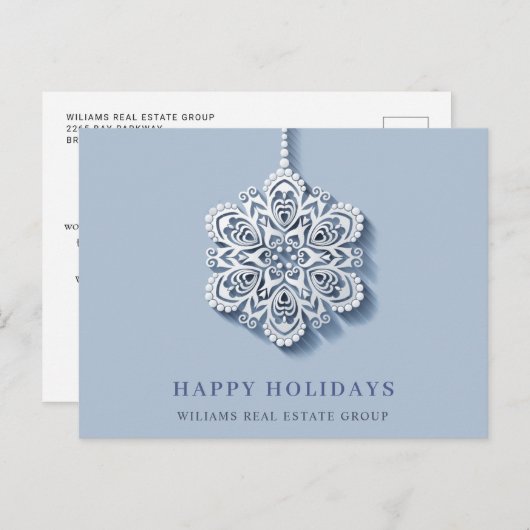 Modern Snowflake kerst Corporate Greeting Feestdagenkaart (Voorkant / Achterkant)