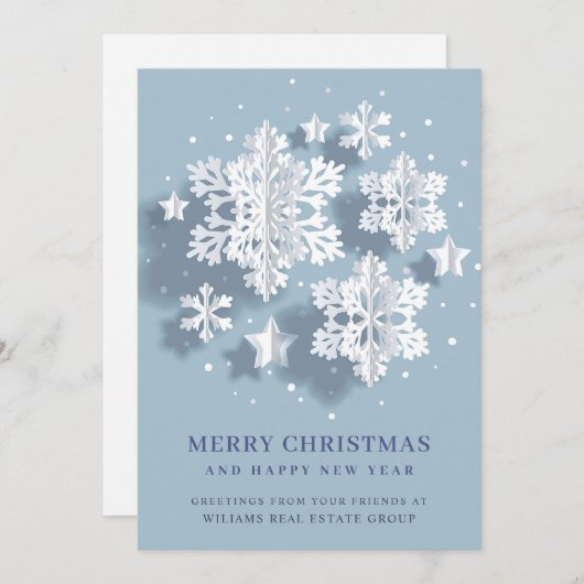 Modern Snowflake kerst Corporate Greeting Feestdagenkaart (Voorkant / Achterkant)