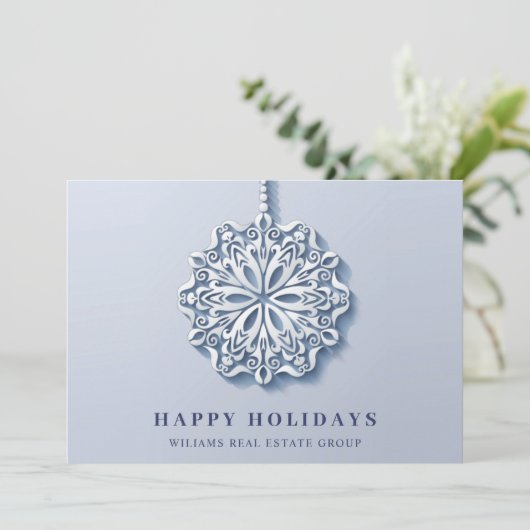Modern Snowflake kerst Corporate Greeting Feestdagenkaart (Staand voorkant)