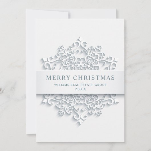 Modern Snowflake kerst Corporate Greeting Feestdagenkaart (Voorkant)