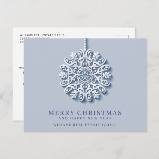 Modern Snowflake kerst Corporate Greeting Feestdagenkaart (Voorkant / Achterkant)